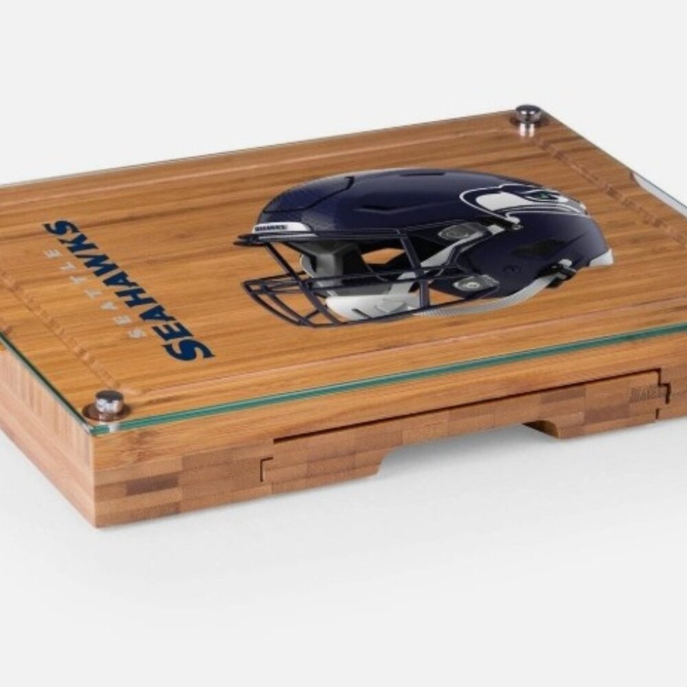 SEATTLE SEAHAWKS NFL Concerto Glass Top Cheese Cutting/Charcuterie Board